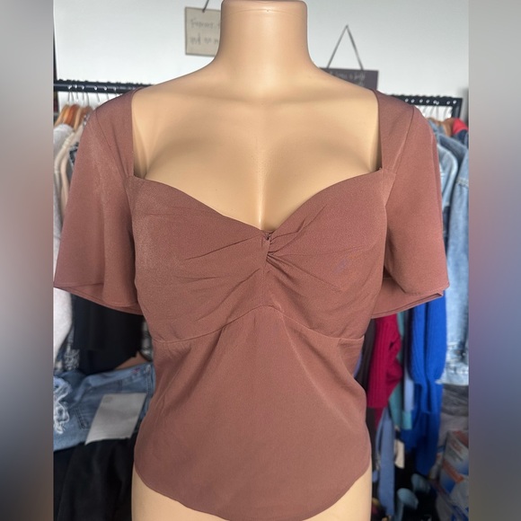 Abercrombie & Fitch Pink Ruched Bodysuit Blouse - Picture 2 of 3